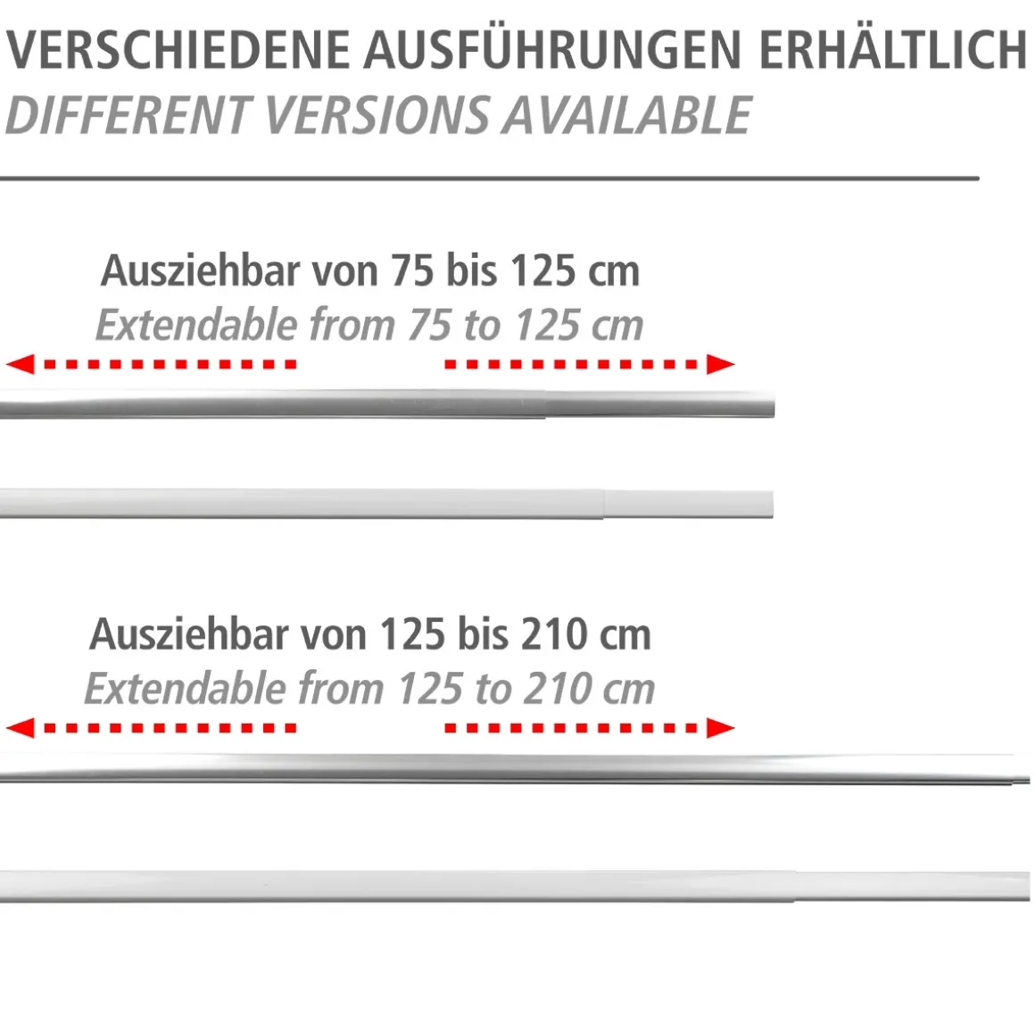 Wenko Teleskop-Duschschiene Era Weiß 75-125 cm Duschvorhang-Schiene
