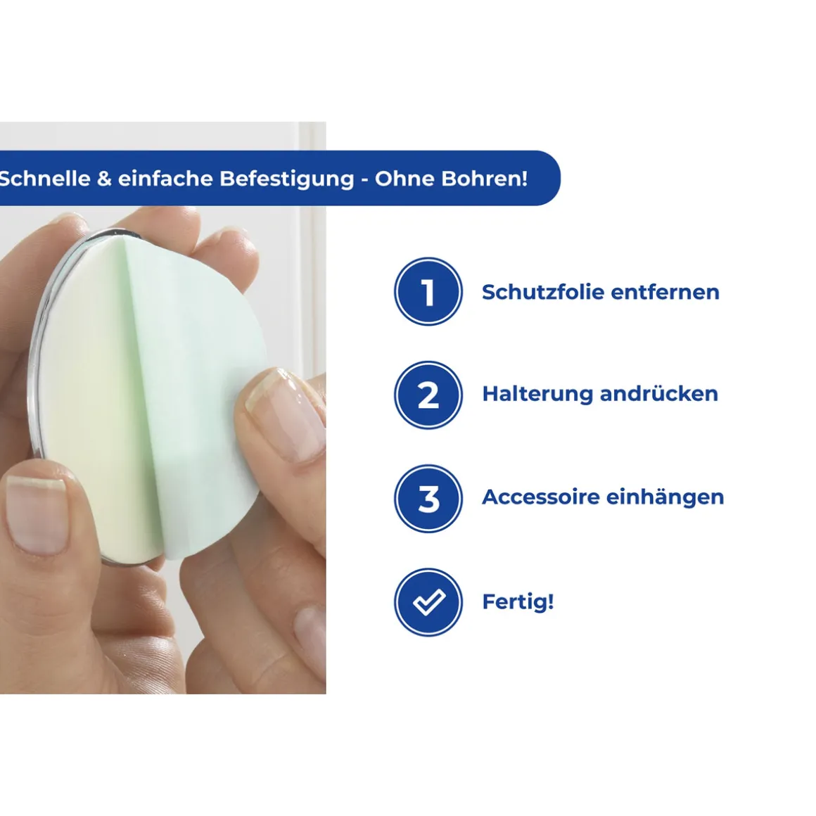 Wenko Turbo-Loc Antibeschlagspiegel Edelstahl Befestigen ohne bohren