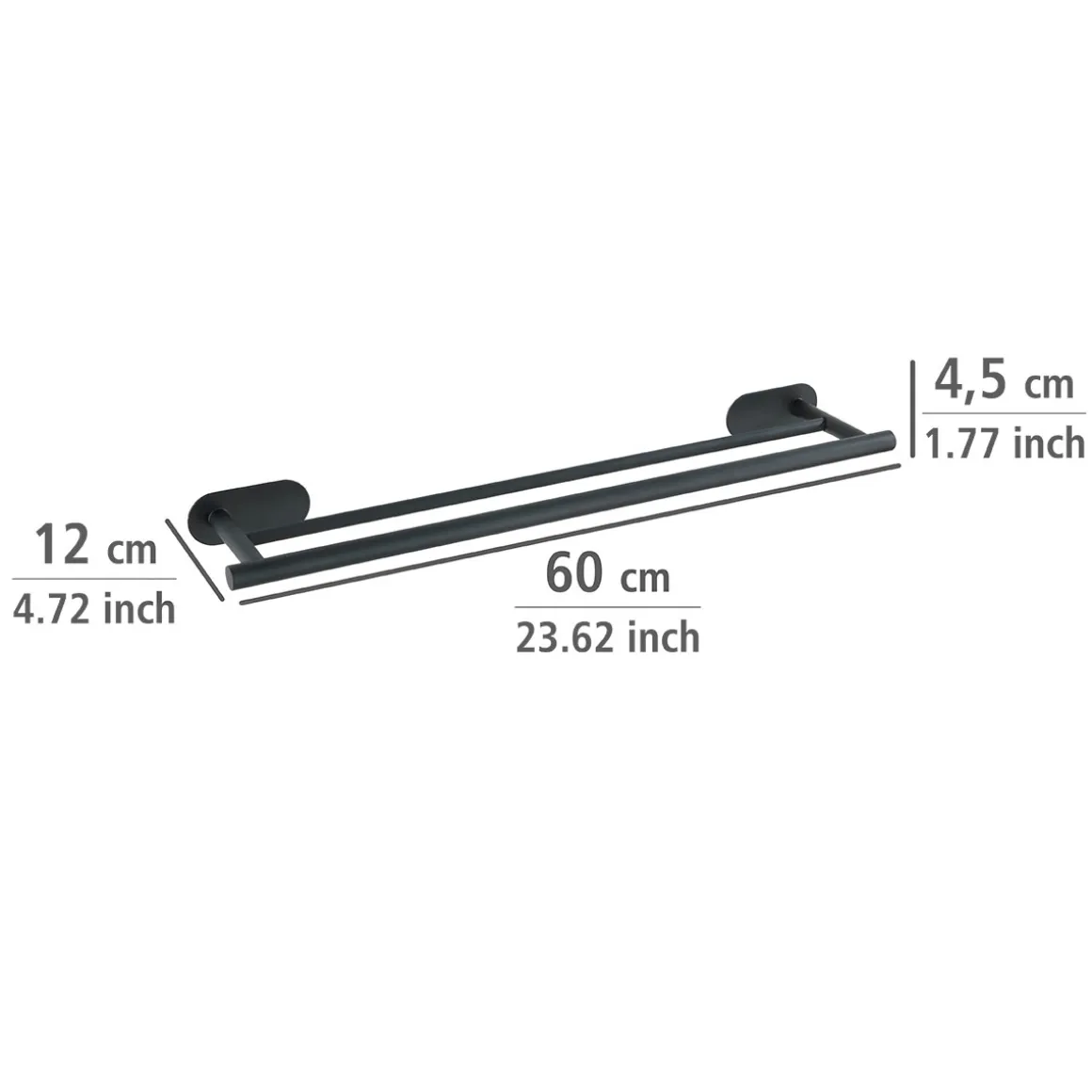Wenko Turbo-Loc Edelstahl Badetuchstange Duo Orea Black Matt Handtuchstange Befestigen ohne bohren