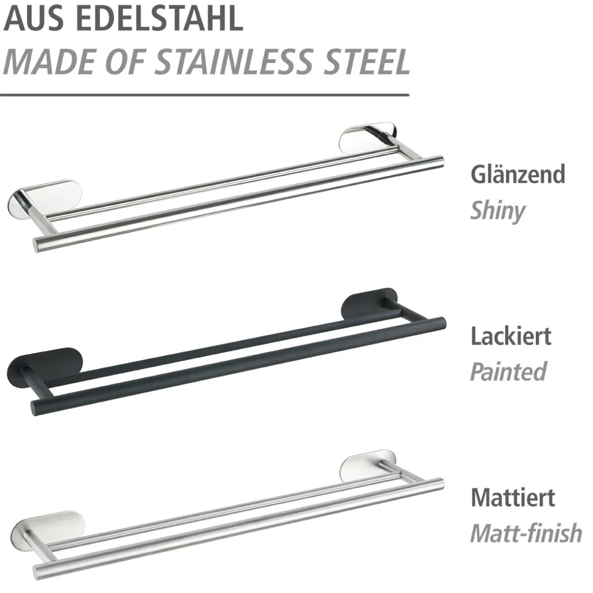 Wenko Turbo-Loc Edelstahl Badetuchstange Duo Orea Black Matt Handtuchstange Befestigen ohne bohren