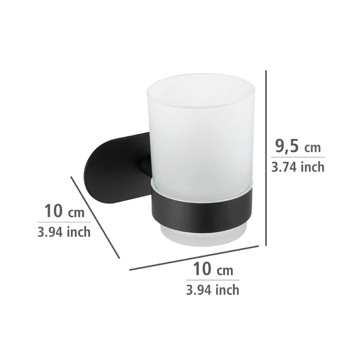 Wenko Turbo-Loc Edelstahl Zahnputzbecherhalter Uno Orea Black Matt Zahnbürstenhalter Befestigen ohne bohren
