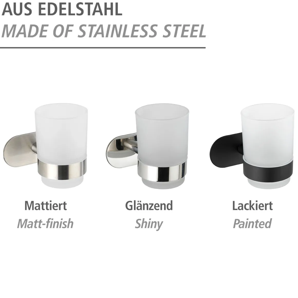 Wenko Turbo-Loc Edelstahl Zahnputzbecherhalter Uno Orea Black Matt Zahnbürstenhalter Befestigen ohne bohren