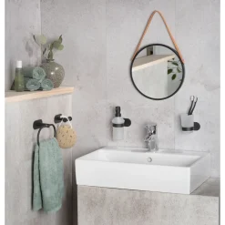 Wenko Turbo-Loc Edelstahl Seifenspender Orea Black Matt Flüssigseifen-Spender Befestigen ohne bohren ca 200 ml