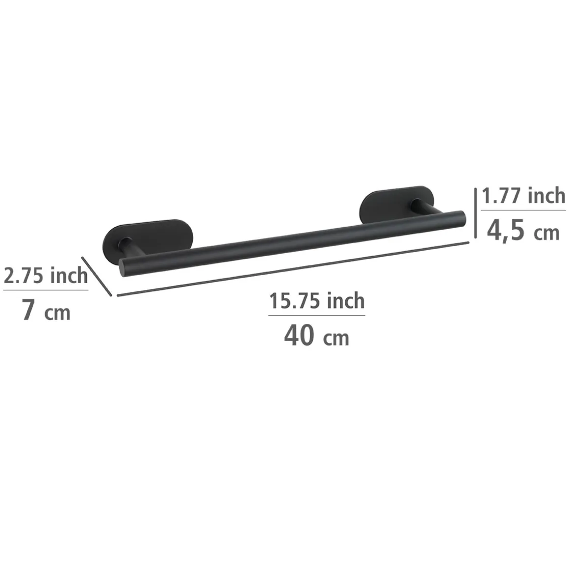 Wenko Turbo-Loc Edelstahl Badetuchstange Orea Black Matt Handtuchhalter Befestigen ohne bohren