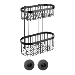 Wenko Wandregal 2 Etagen Classic Plus Black mit Vacuum-Loc Adapter Befestigen ohne bohren