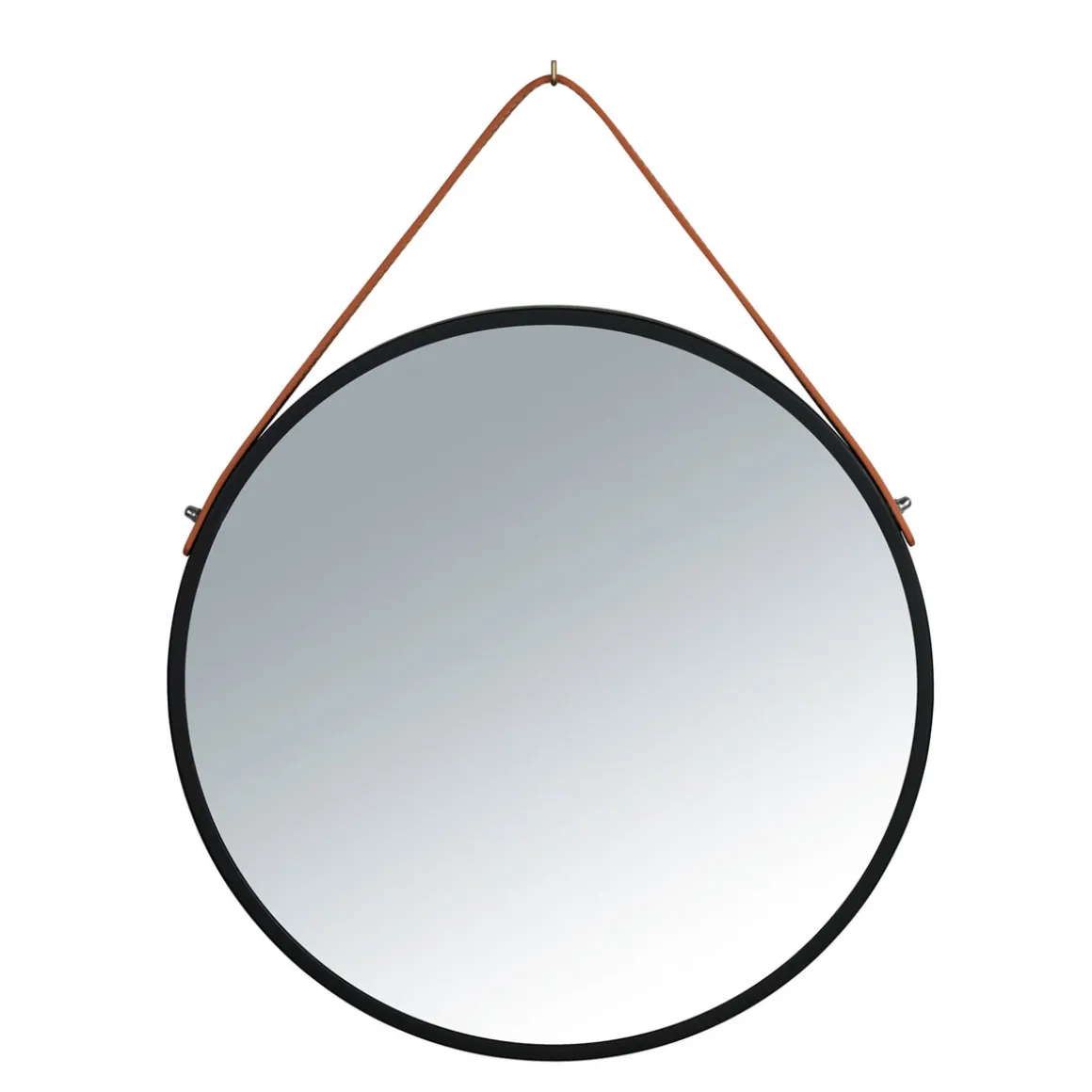 Wenko Wandspiegel Borrone rund 40 cm schwarz mit Aufhänge-Gurt