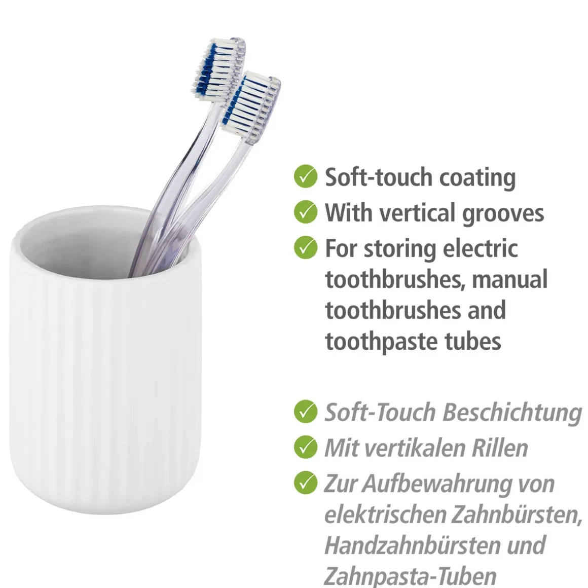 Wenko Zahnputzbecher Belluno weiß Keramik Zahnbürstenhalter