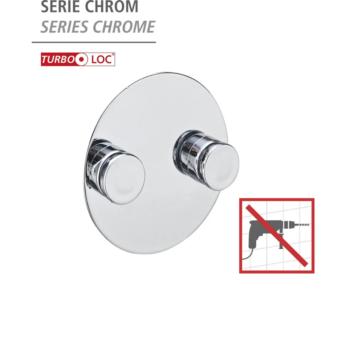 Wenko Adapter Duo Chrom Befestigen ohne bohren Turbo-Loc