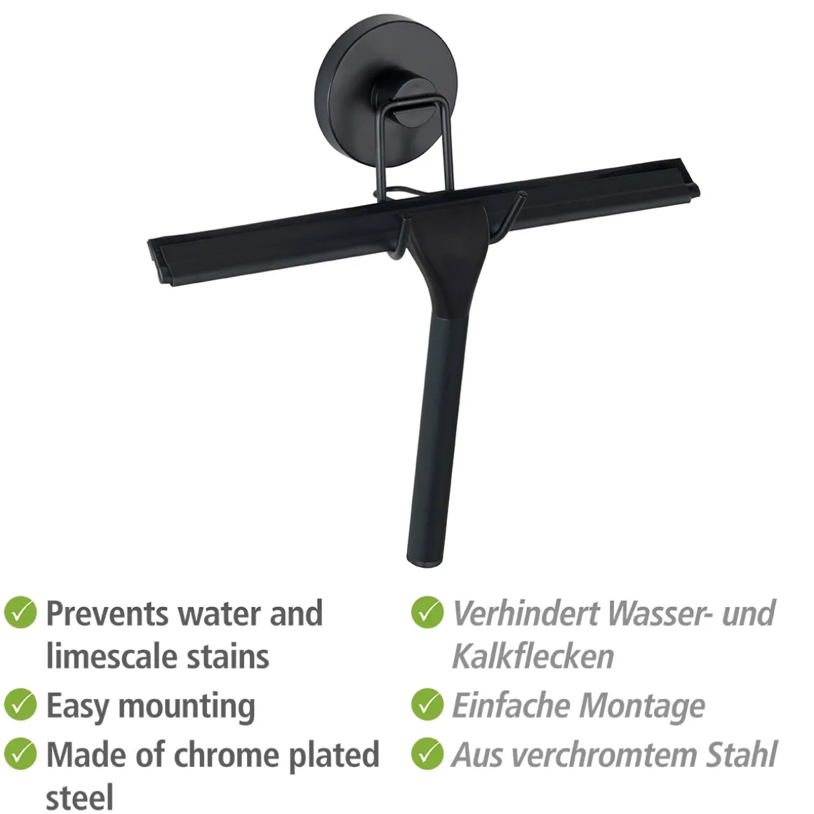 Wenko Duschabzieher Befestigen ohne bohren Vacuum-Loc