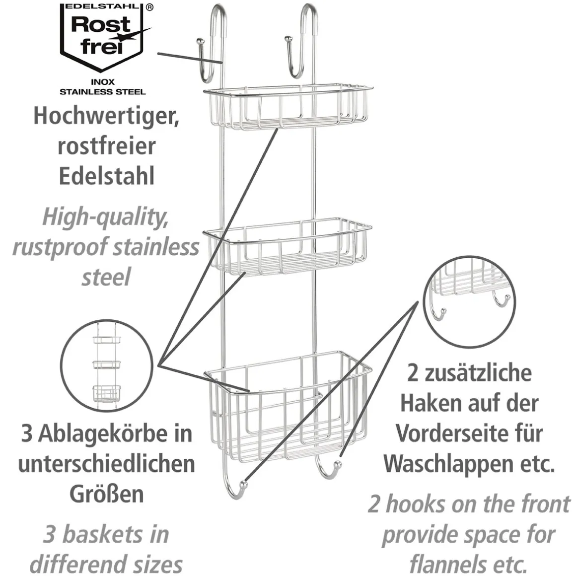 Wenko Dusch-Caddy Olesi Edelstahl