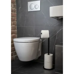 Wenko Stand Toilettenpapierhalter 2 in 1 schwarz