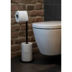 Wenko Stand Toilettenpapierhalter 2 in 1 schwarz