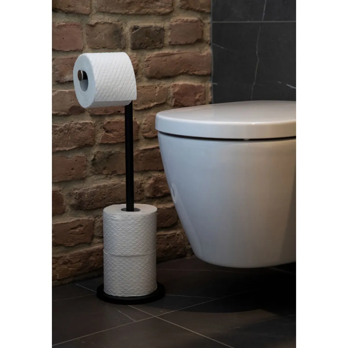 Wenko Stand Toilettenpapierhalter 2 in 1 schwarz