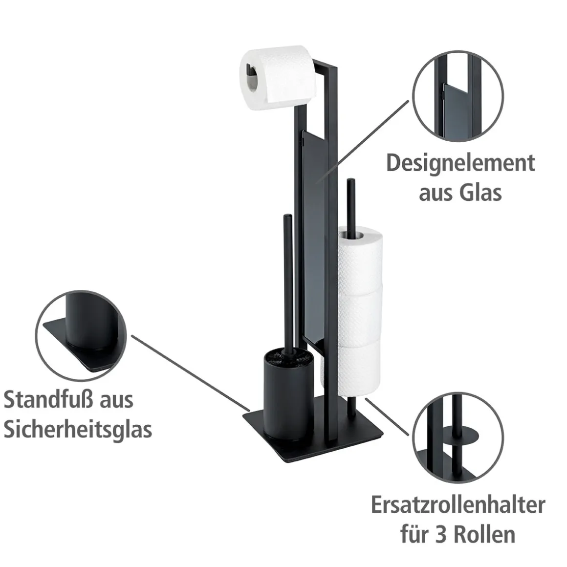 Wenko Stand WC-Garnitur Rivalta schwarz