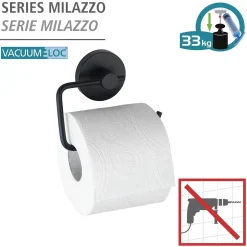 Wenko Toilettenpapierhalter Milazzo Schwarz Befestigen ohne bohren Vacuum-Loc