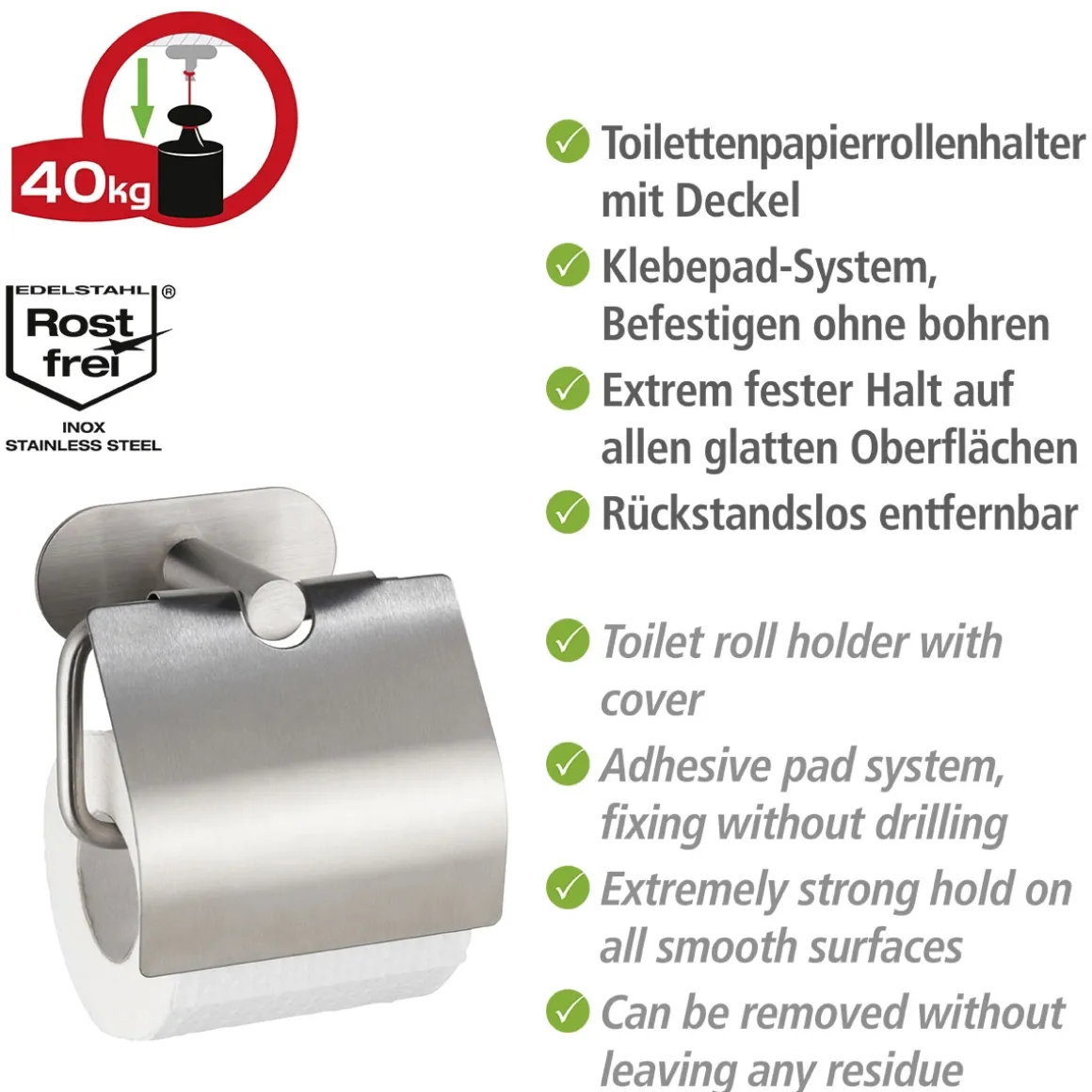 Wenko Turbo-Loc Toilettenpapierhalter Orea mit Deckel