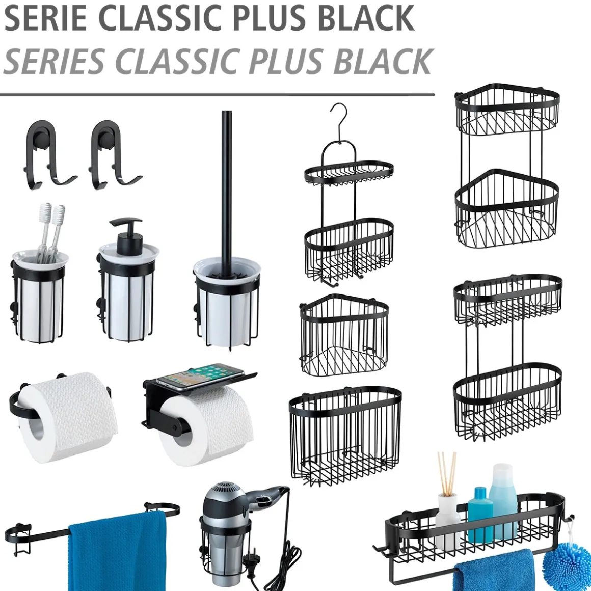 Wenko Wandablage Classic Plus schwarz