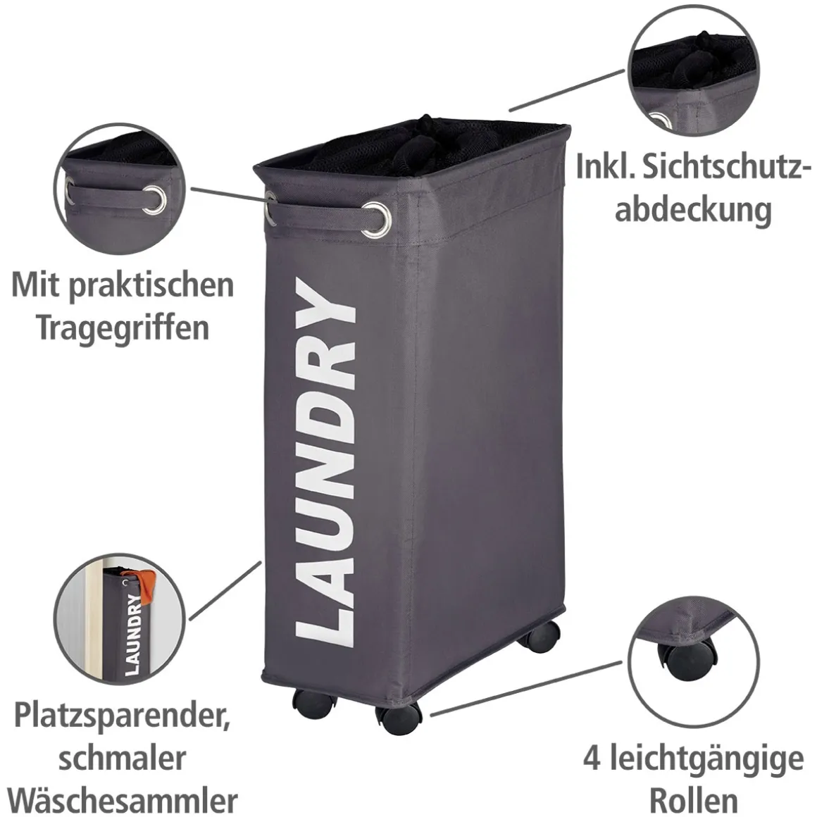 Wenko Wäschesammler Corno grau 43 l