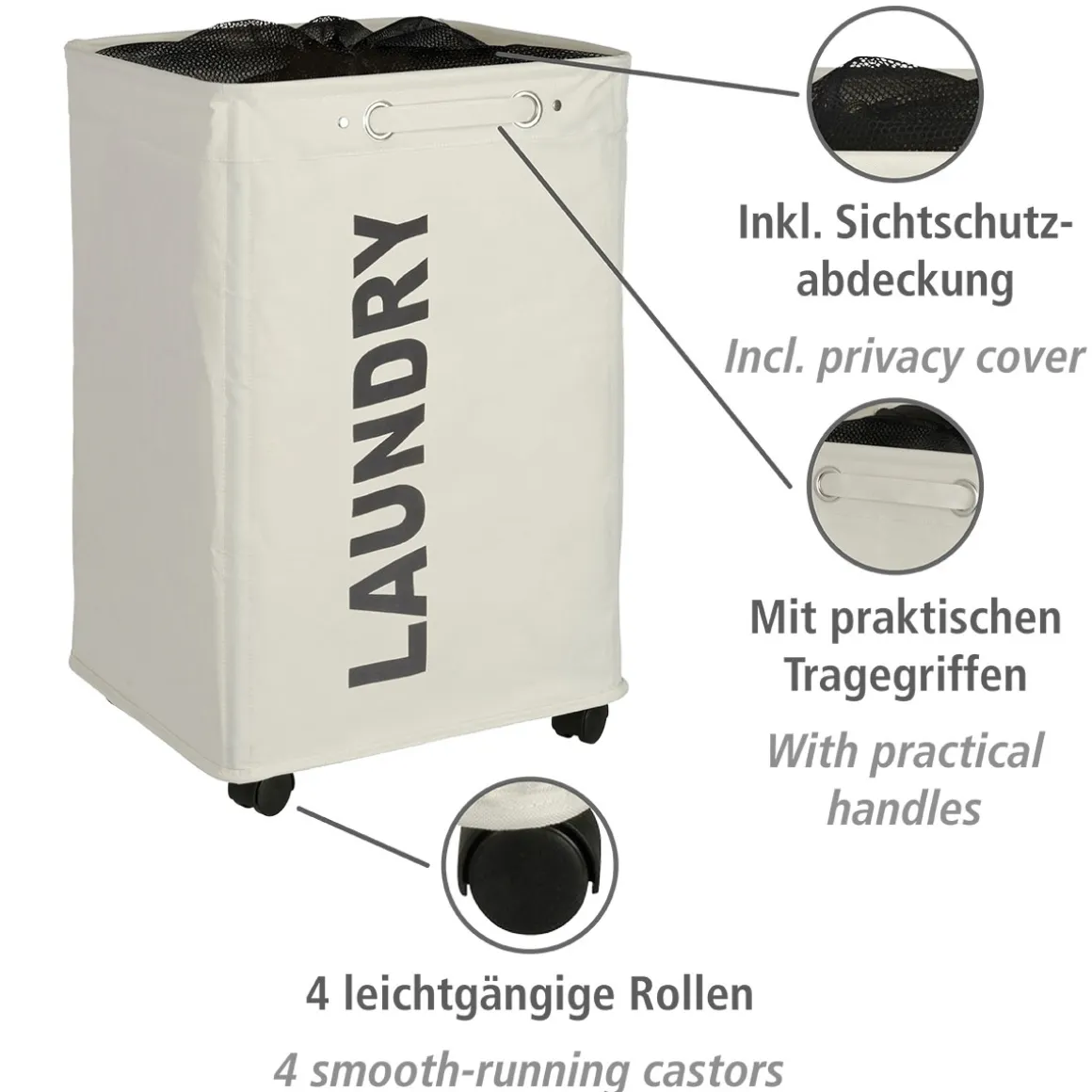 Wenko Wäschesammler Quadro beige 79 l