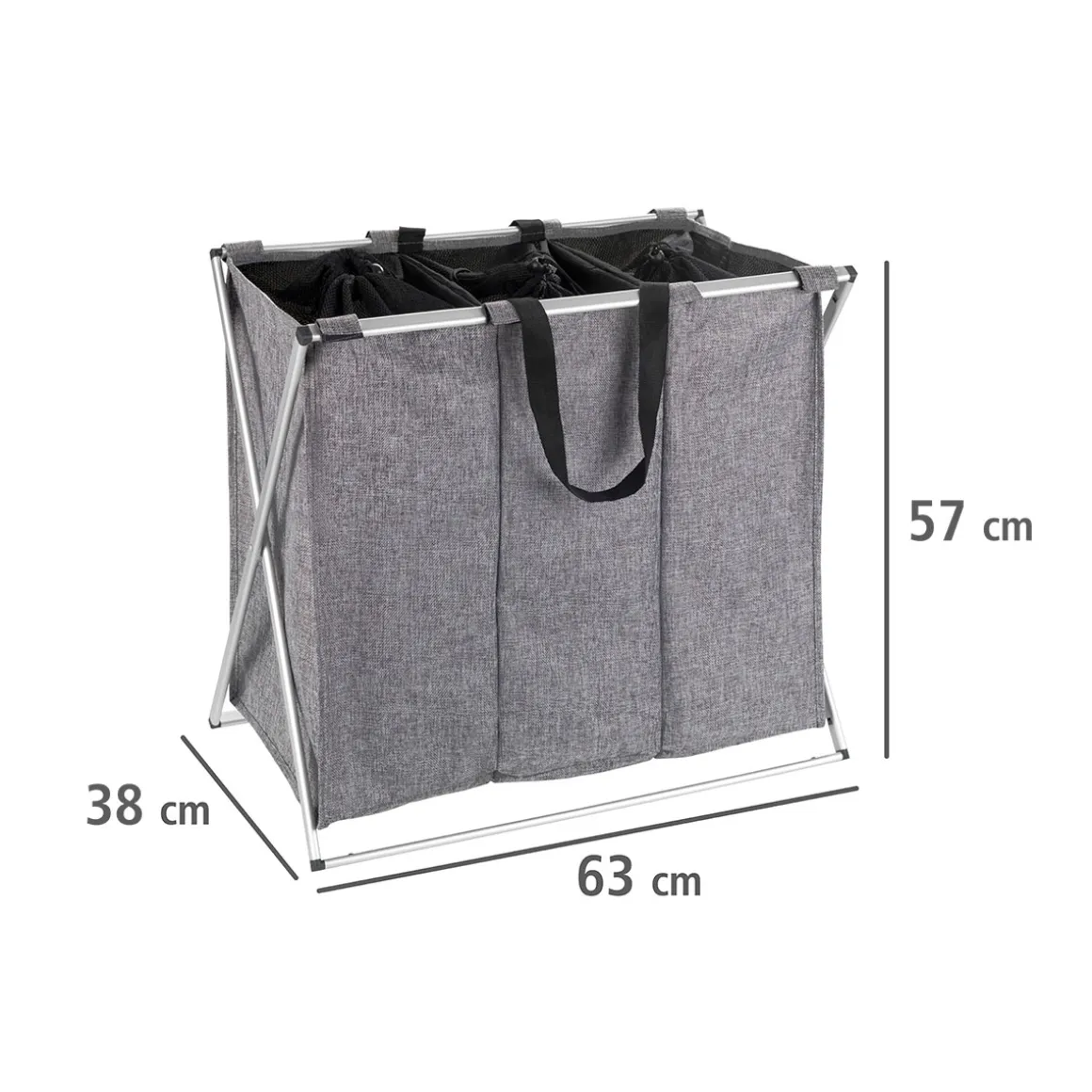 Wenko Wäschesammler Trio grau meliert 130 l