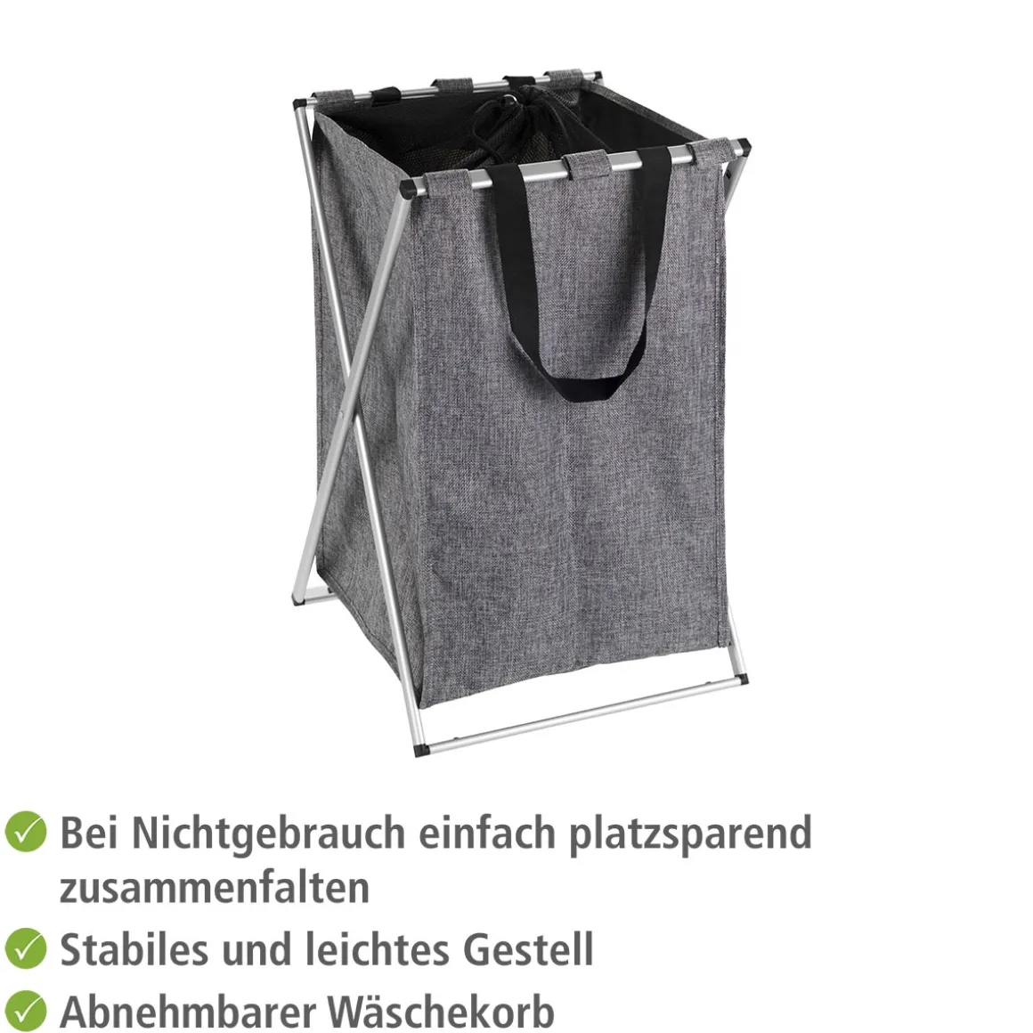 Wenko Wäschesammler Uno grau meliert 52 l