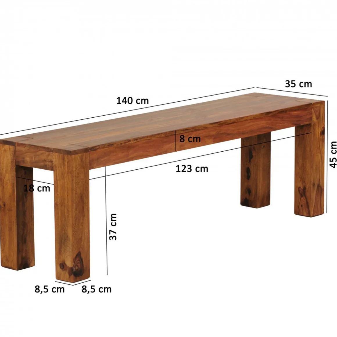 Wohnling Esszimmer-Sitzbank „Sheesham“, 140x35 cm