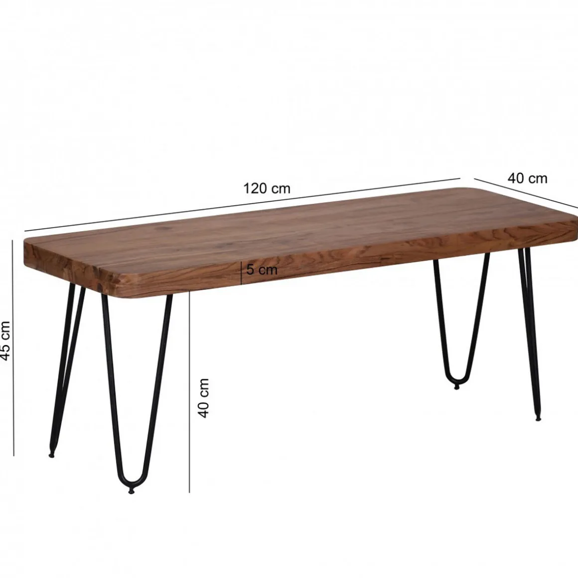 Wohnling Sitzbank 120x40x45 cm, Akazie