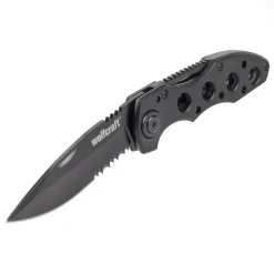 Wolfcraft Freizeitmesser mit klappbarer gezahnter Klinge