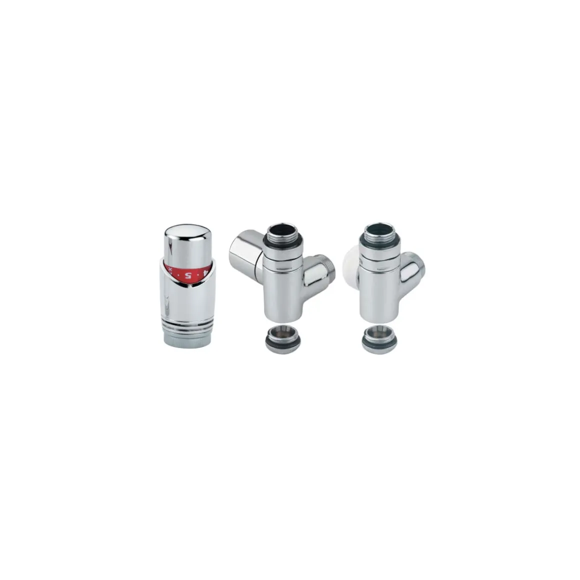 Ximax Heizkörper Zubehör Thermostatset für Mischbetrieb Eck-Ausführung 15 mm Chrom