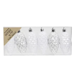 Zapfenset 9cm White Silver